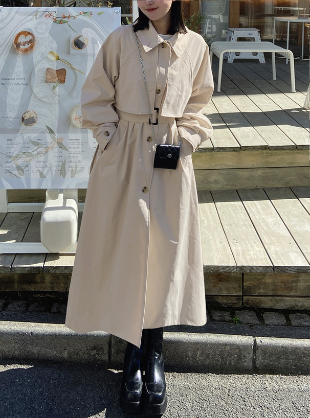 襟2Wayベルト付きロングコート[fo1855] | レディースファッション通販