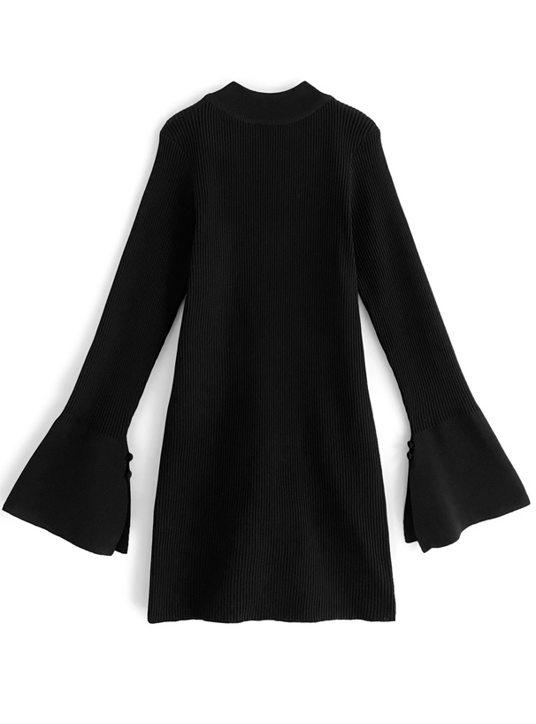 バックリボンフレアスリーブニットミニワンピース[kz383] | レディース