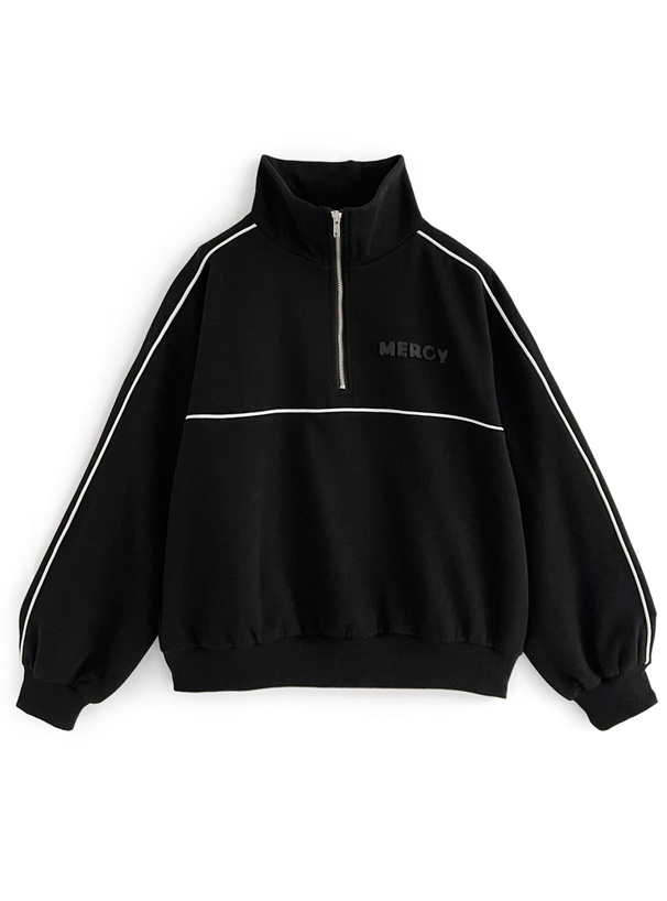 ハーフジップ配色パイピングスウェットトップス[pm388] | レディース