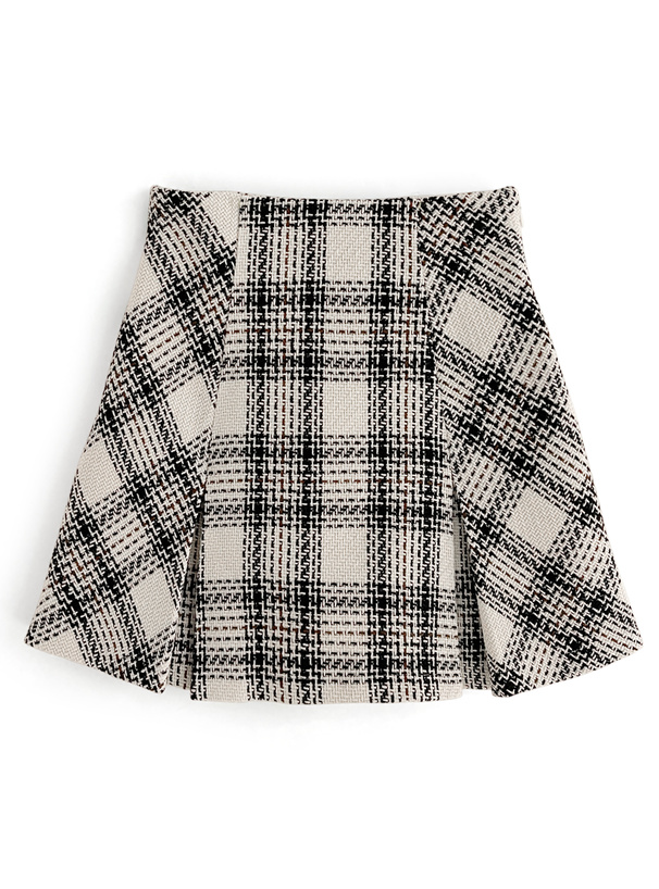 インパン裏地付きツイードチェックミニスカート[tu891] | レディース