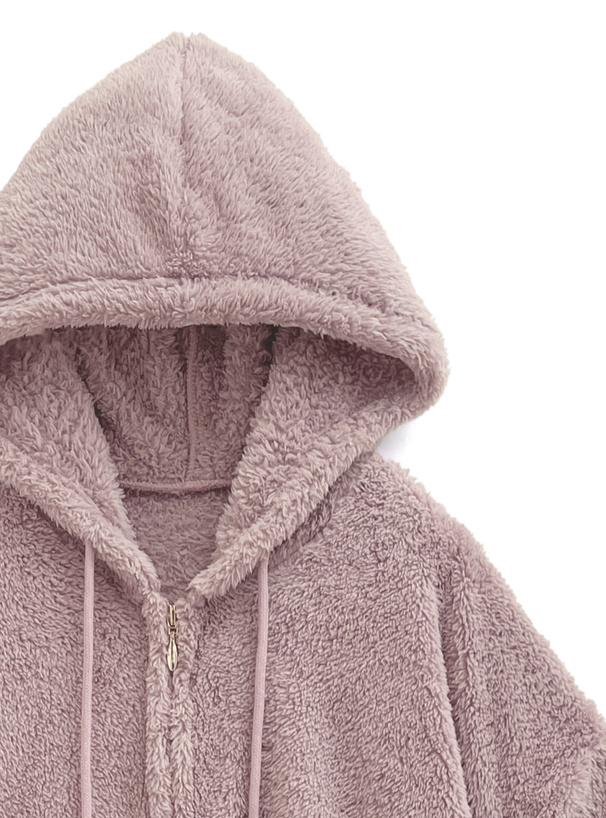 フードジップパーカー×ショートパンツボアセットアップ[ze881