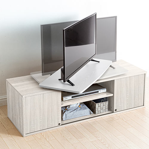 テレビ台（回転・ターンテーブル・大型・四角・薄型・木製・ホワイト