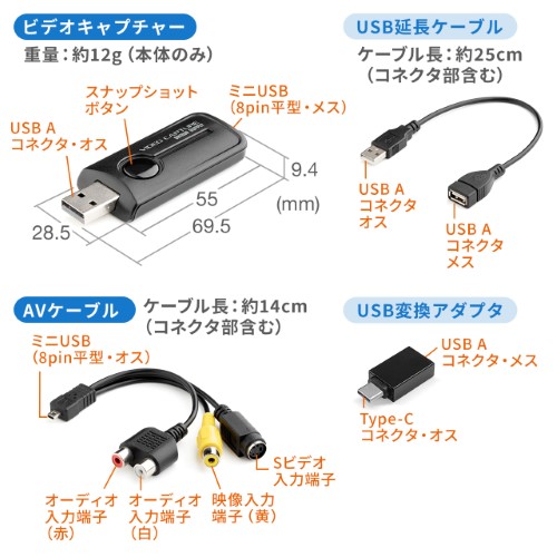 ビデオキャプチャー｜USB・S端子・Mac/Win両対応・簡単保存