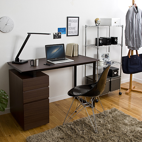 イデアコ】ideaco 机 パソコン台 天然木 勉強机 キャビネット イデアコ