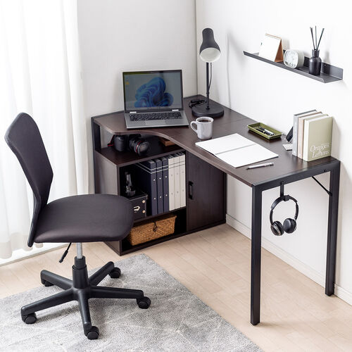 L字デスク（収納棚付き・幅120cm・奥行50cm・パソコンデスク・PCデスク