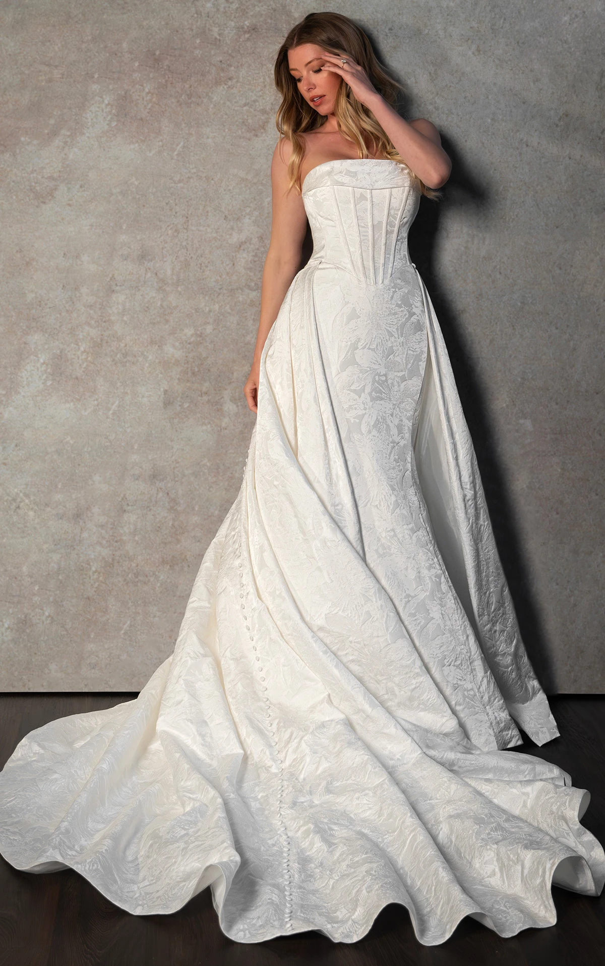 Sophisticated Strapless Fit-and-Flare Wedding Dress