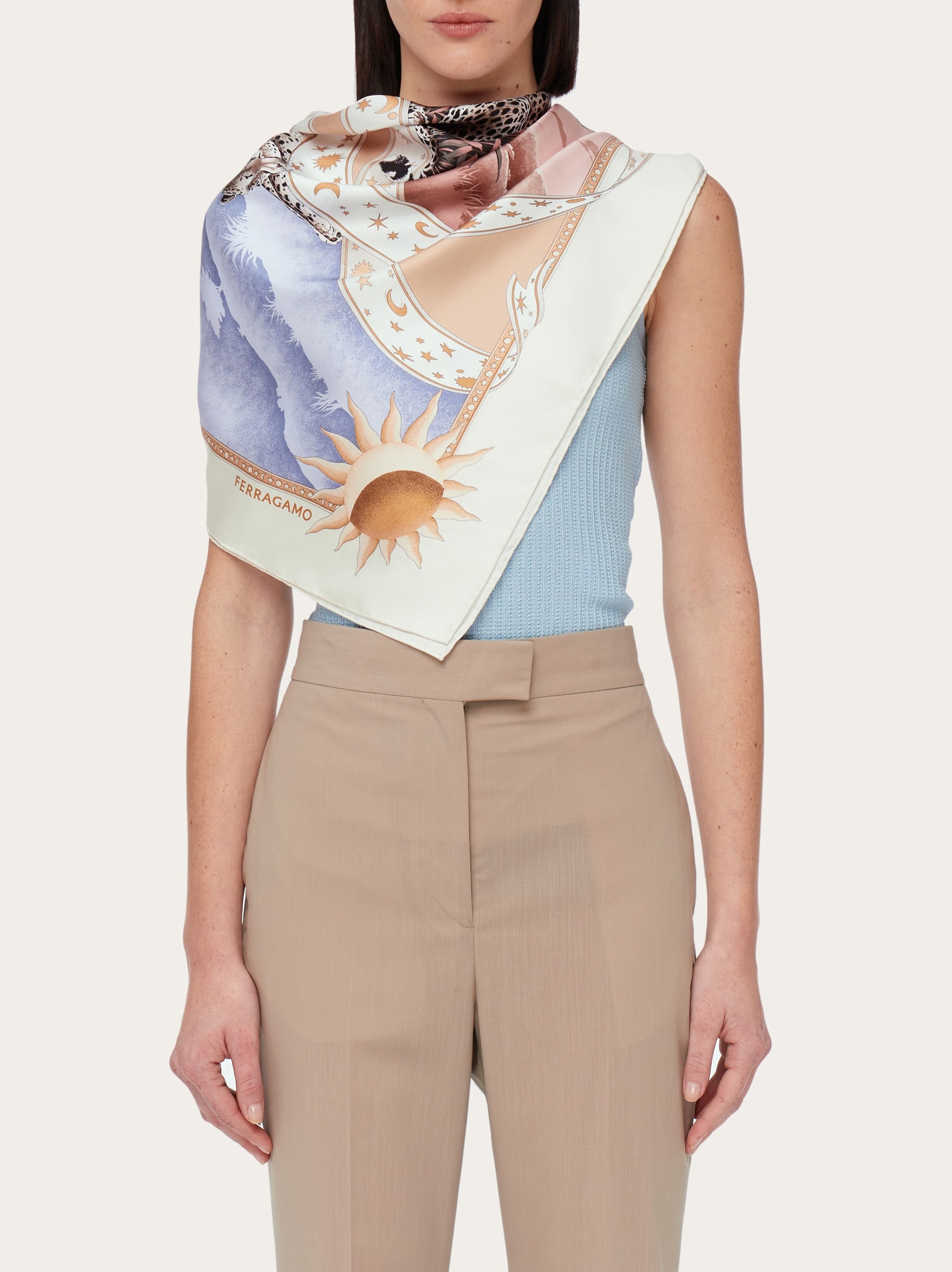 Day & Night print silk foulard - Women | Ferragamo