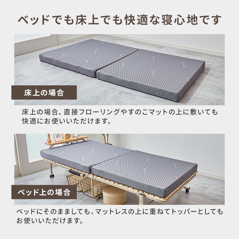 折り畳みベッド用 2つ折りウレタンマットレス セミシングルショート
