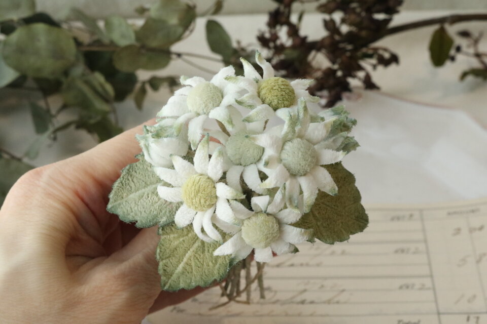 布花 染め花 アートフラワー アンティーク風 花たばブーケ2点セットお