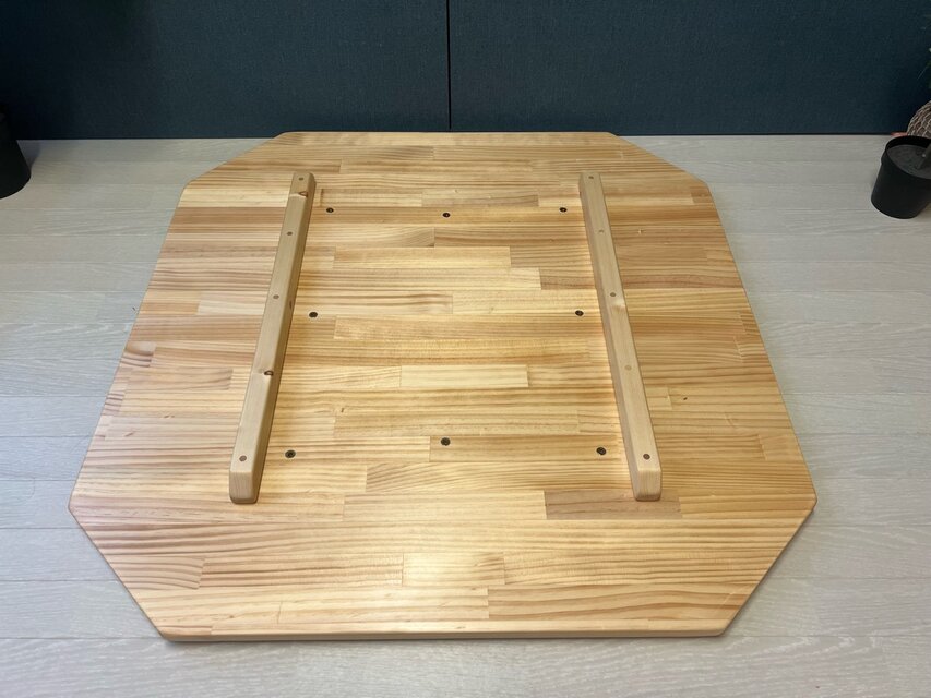 送料無料】 ローテーブル 八角形 90cm パイン ナチュラル 木組支柱脚