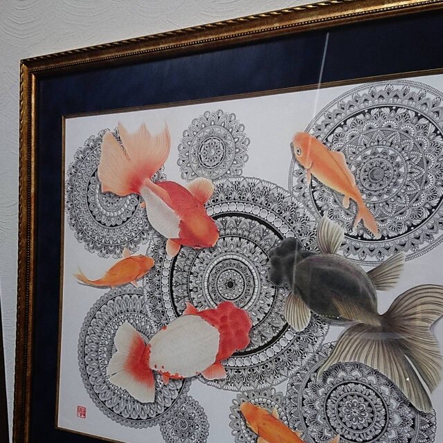 必見 最新作 原画 肉筆 一点もの ボールペンアート 額装付き 百貨店