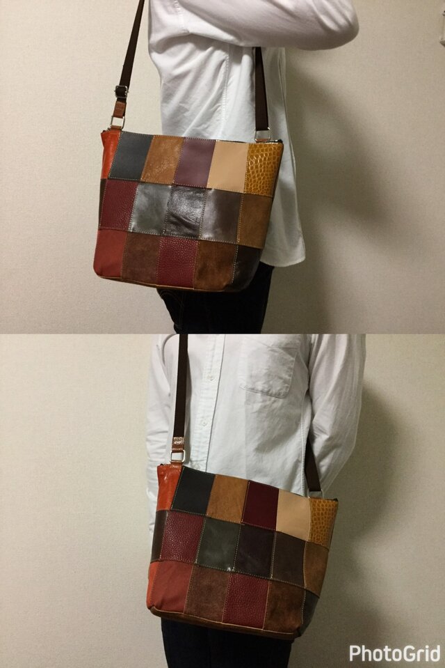 レザーパッチワークショルダーバッグ338 | iichi 日々の暮らしを