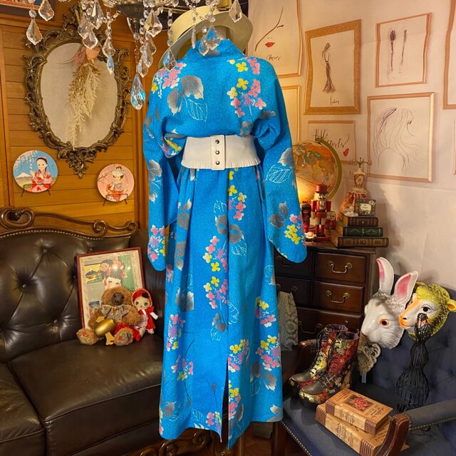 浴衣 ハンドメイド リメイク ワンピース ドレス 編み上げコルセット