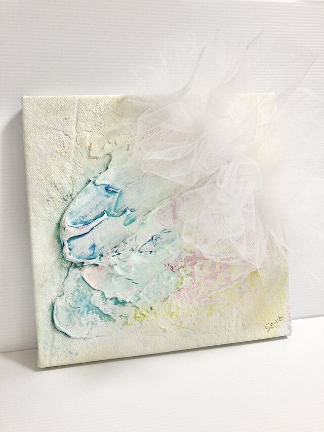 Midnight flower （信念の花）白 花 ピンク ブルー 抽象画 現代アート