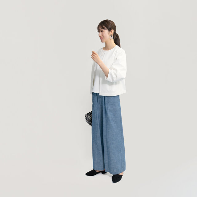 ○生地取り扱い終了・在庫限り○岡山デニム きれいな水色 ワイドパンツ