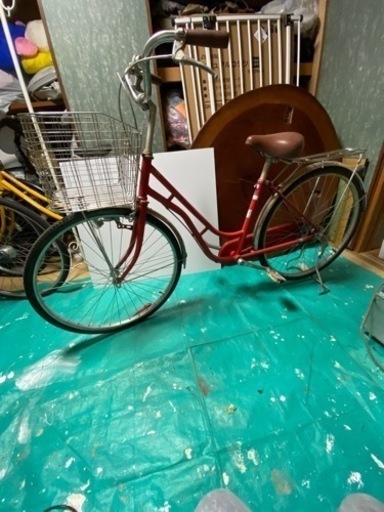 自転車 良い 赤 ママチャリ シティサイクル レッド バスケット付き