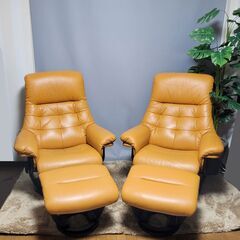 IDC 大塚家具 ダイニングチェア 2脚セット 牛革 IDC大塚家具 総本革