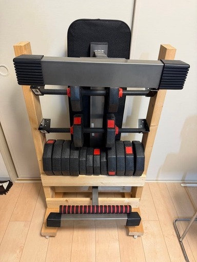 Wout バーベルにもなる ダンベル 20kg×2＋自作ダンベルラック＋ベンチ
