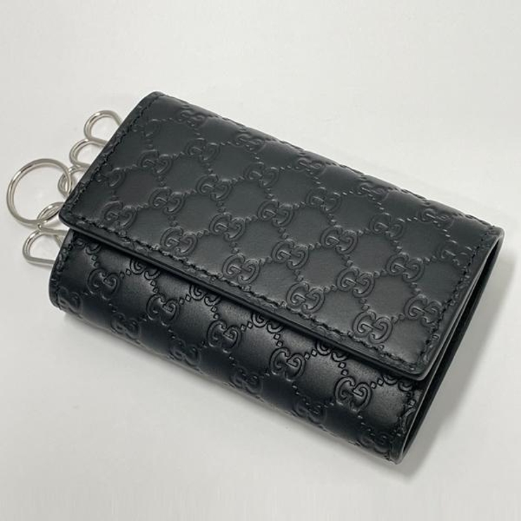 GUCCI グッチ キーケース メンズ ブラック グッチシマ レザー[品番