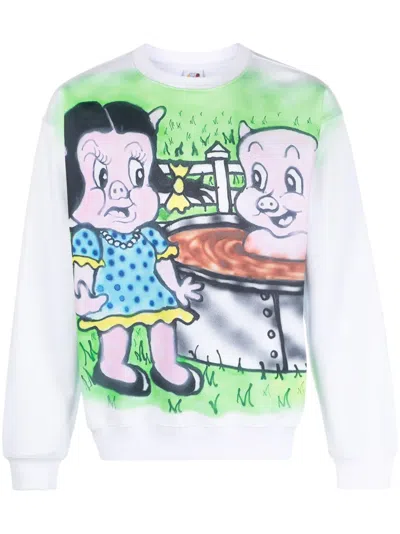 Sky High Farm Ally Bo Pig Sweatshirt In White | ModeSens