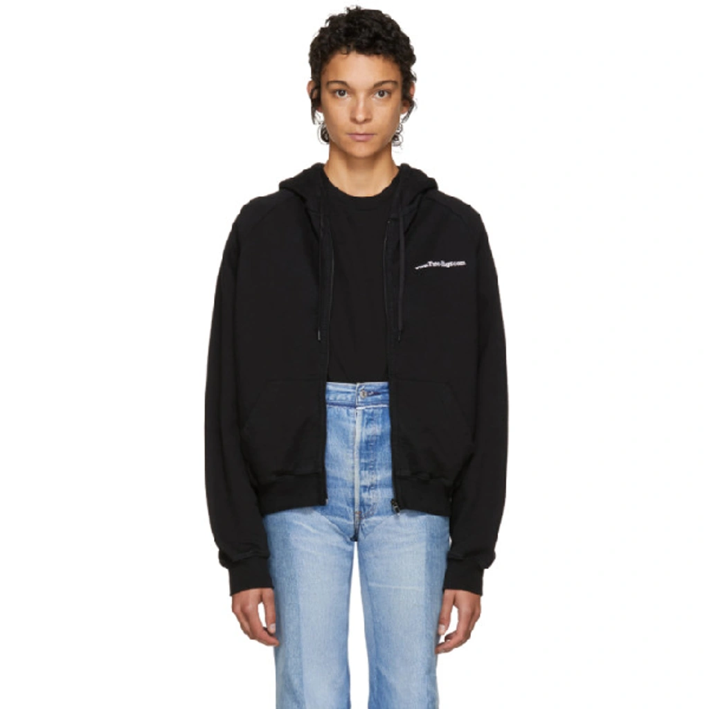 Vetements Black 'free-hugs.com' Normal Fitted Zip Hoodie | ModeSens