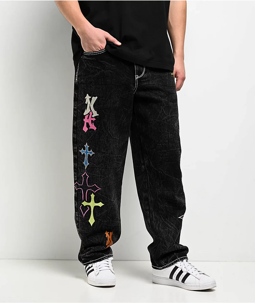Ninth Hall Ambush Crosses Black Wash Loose Fit Jeans | Arden Fair