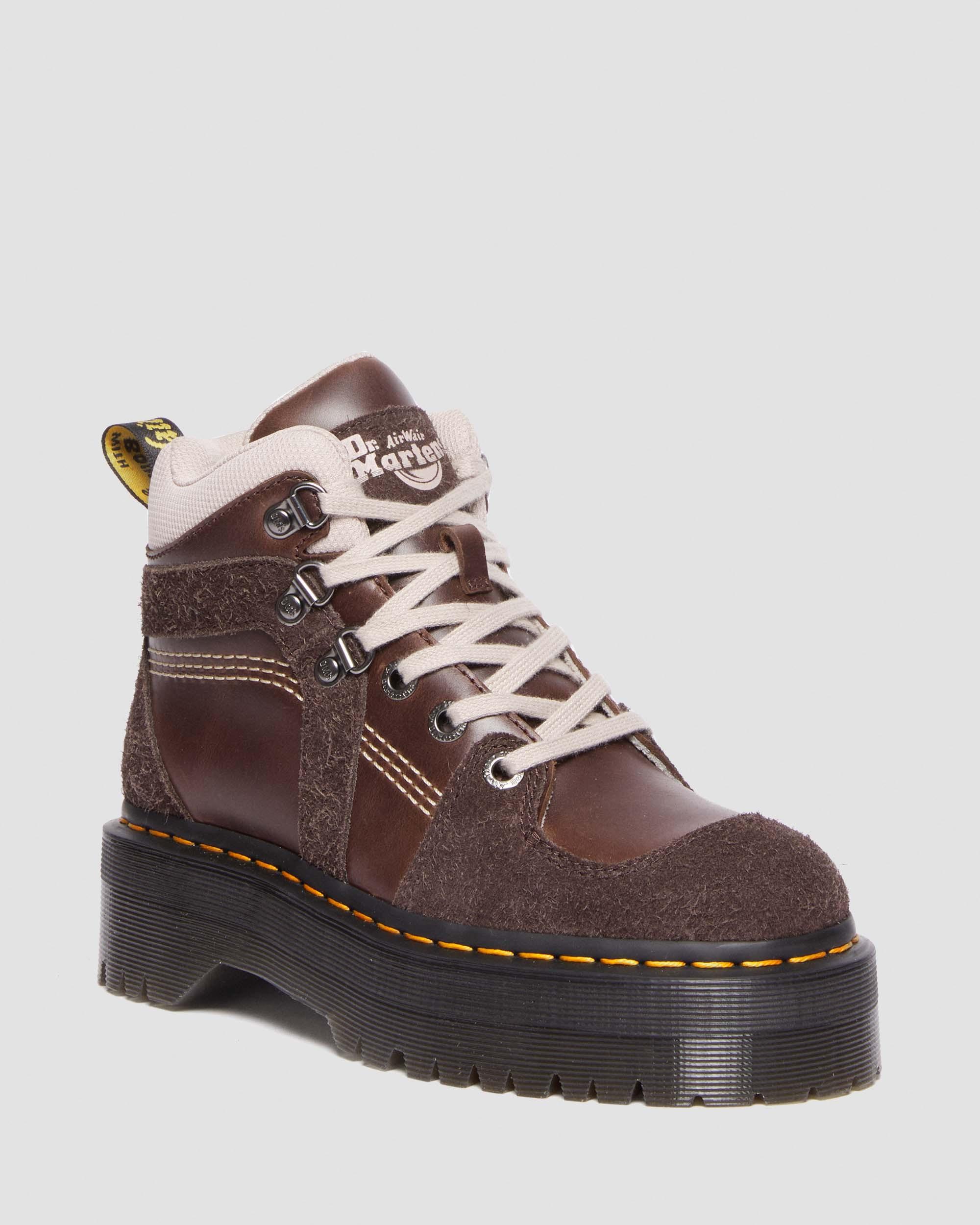 Zuma Leather & Suede Hiker Style Boots in Dark Brown | Dr. Martens