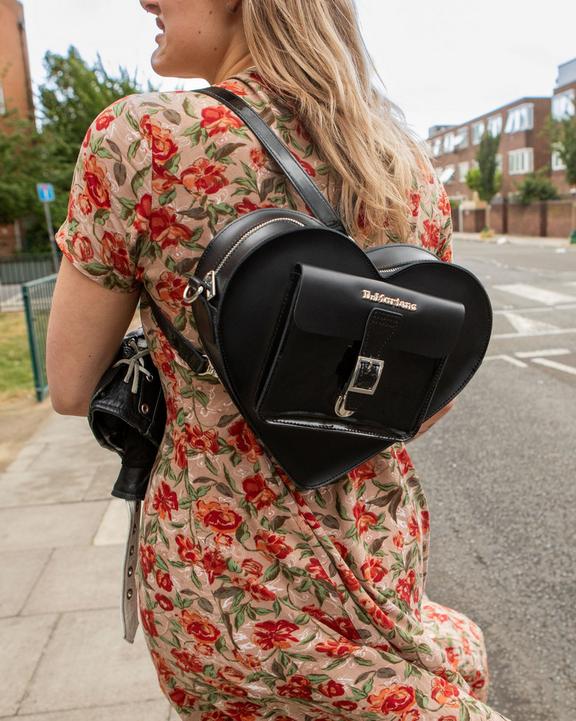 Kiev Leather Hardware Heart Shaped Bag in Black | Dr. Martens