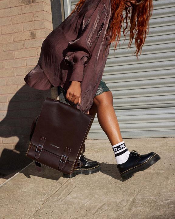Leather Box Backpack in Burgundy | Dr. Martens