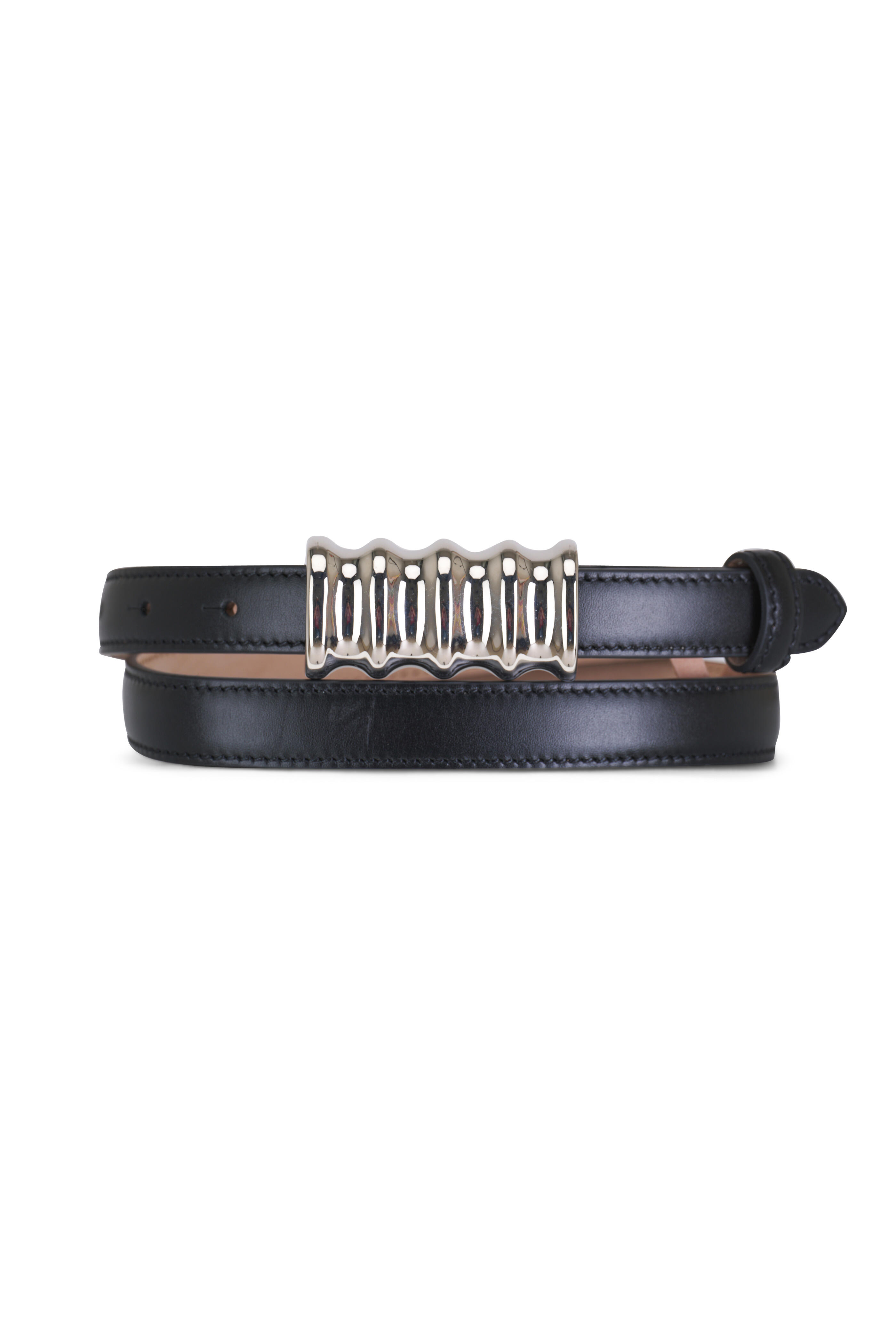 Khaite - Julius Black & Silver Leather Belt | Mitchell Stores