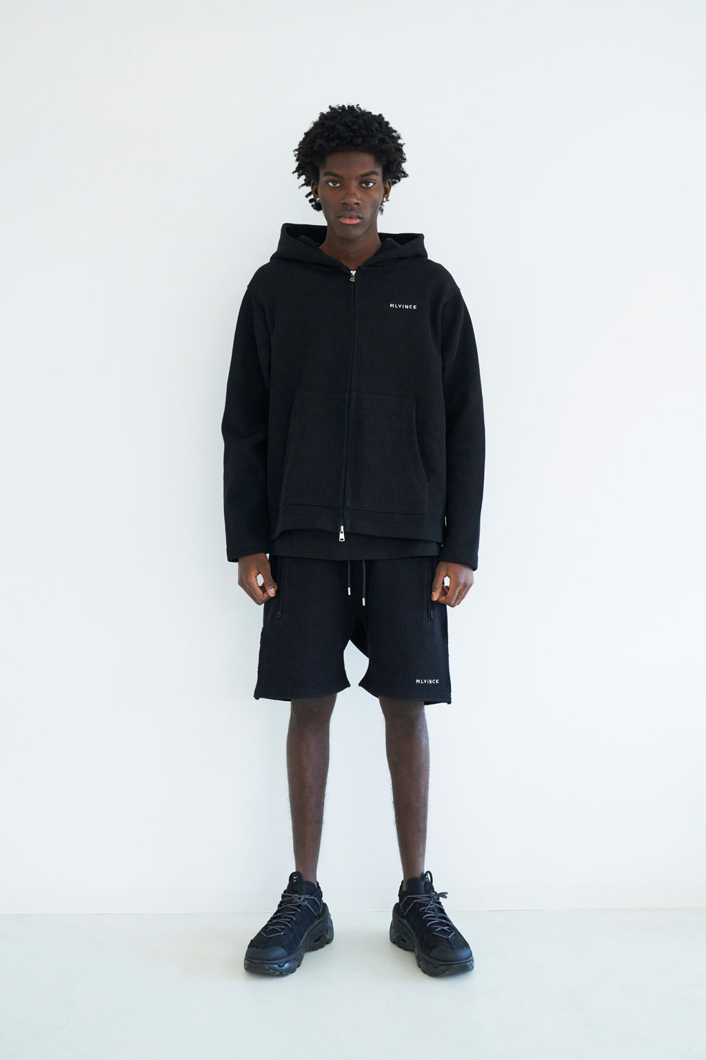 KNIT ZIP HOODY - BLACK - MLVINCE