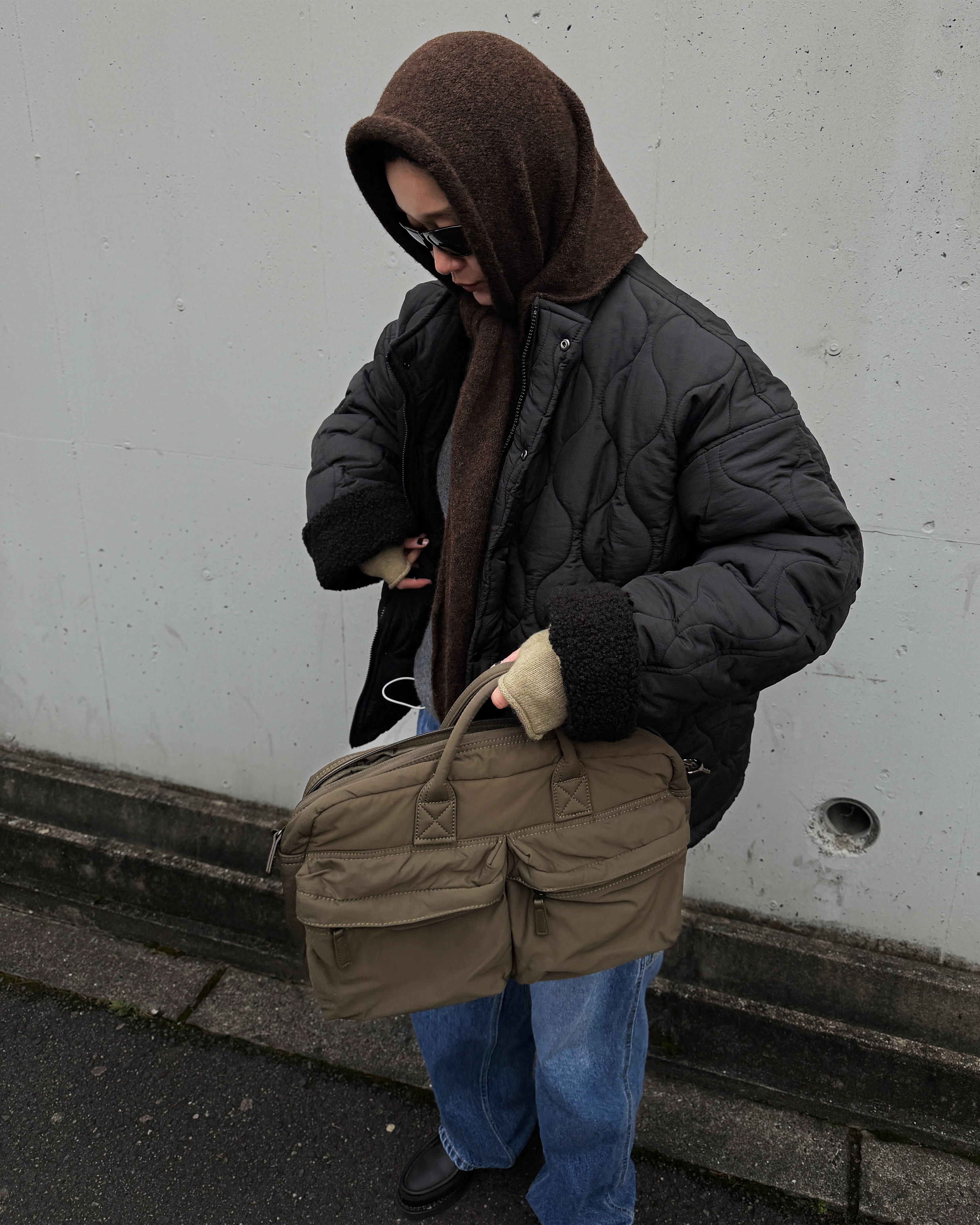 5回再販](ORIGINAL) ミドルマルチポケットクロスバック (khaki