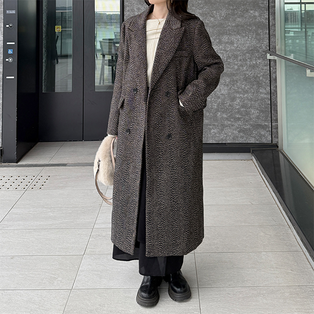 ヘリンボーンロングコート | ファッション通販サイト NUGU