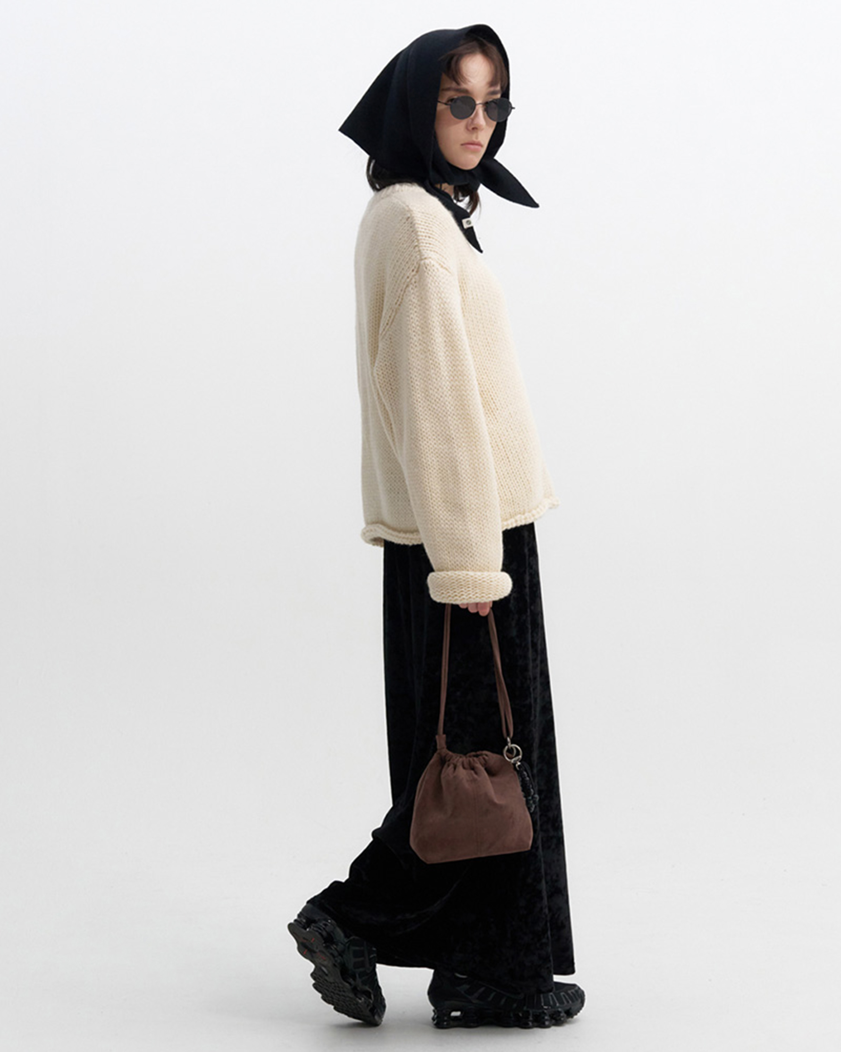 2回再販](ORIGINAL) ソフトドローストリングショルダーバッグ (brown