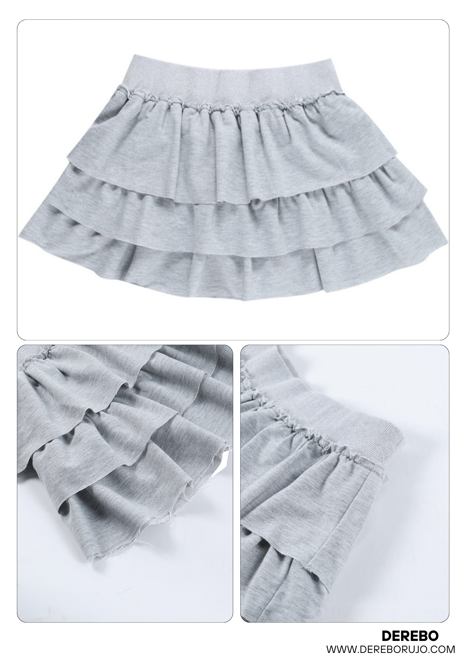 グレーフリルティアードゴムミニスカート | ファッション通販サイト NUGU