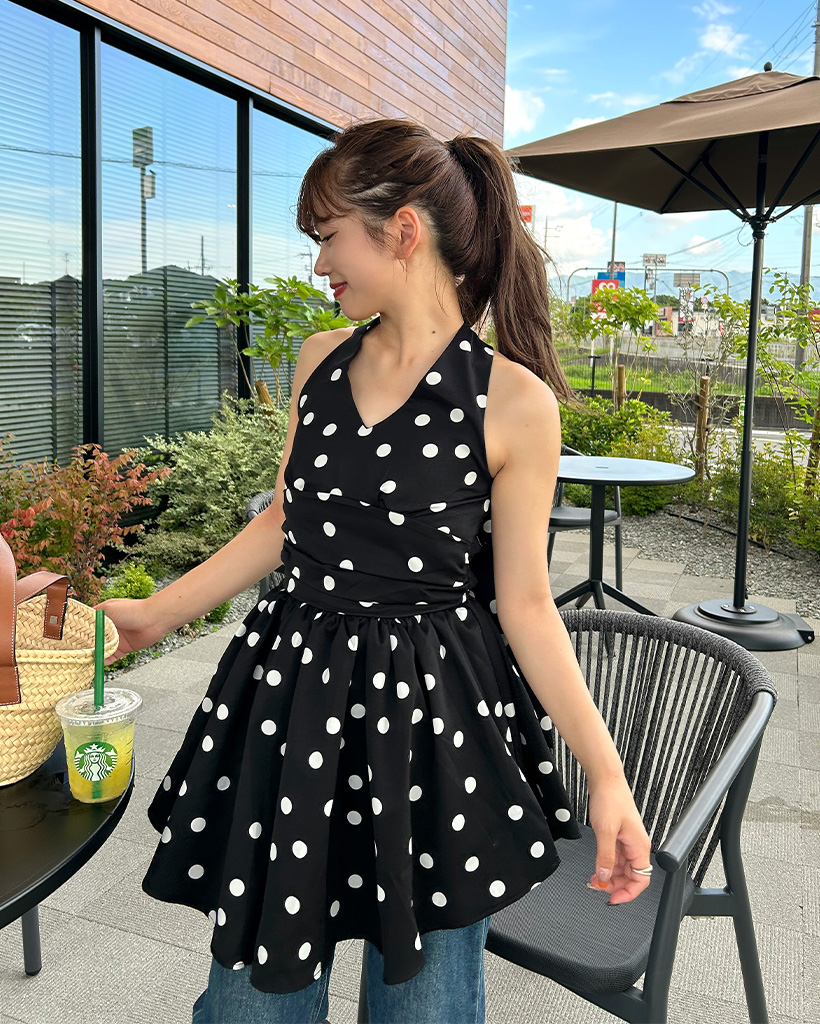 ドットホルターミニワンピース | ファッション通販サイト NUGU