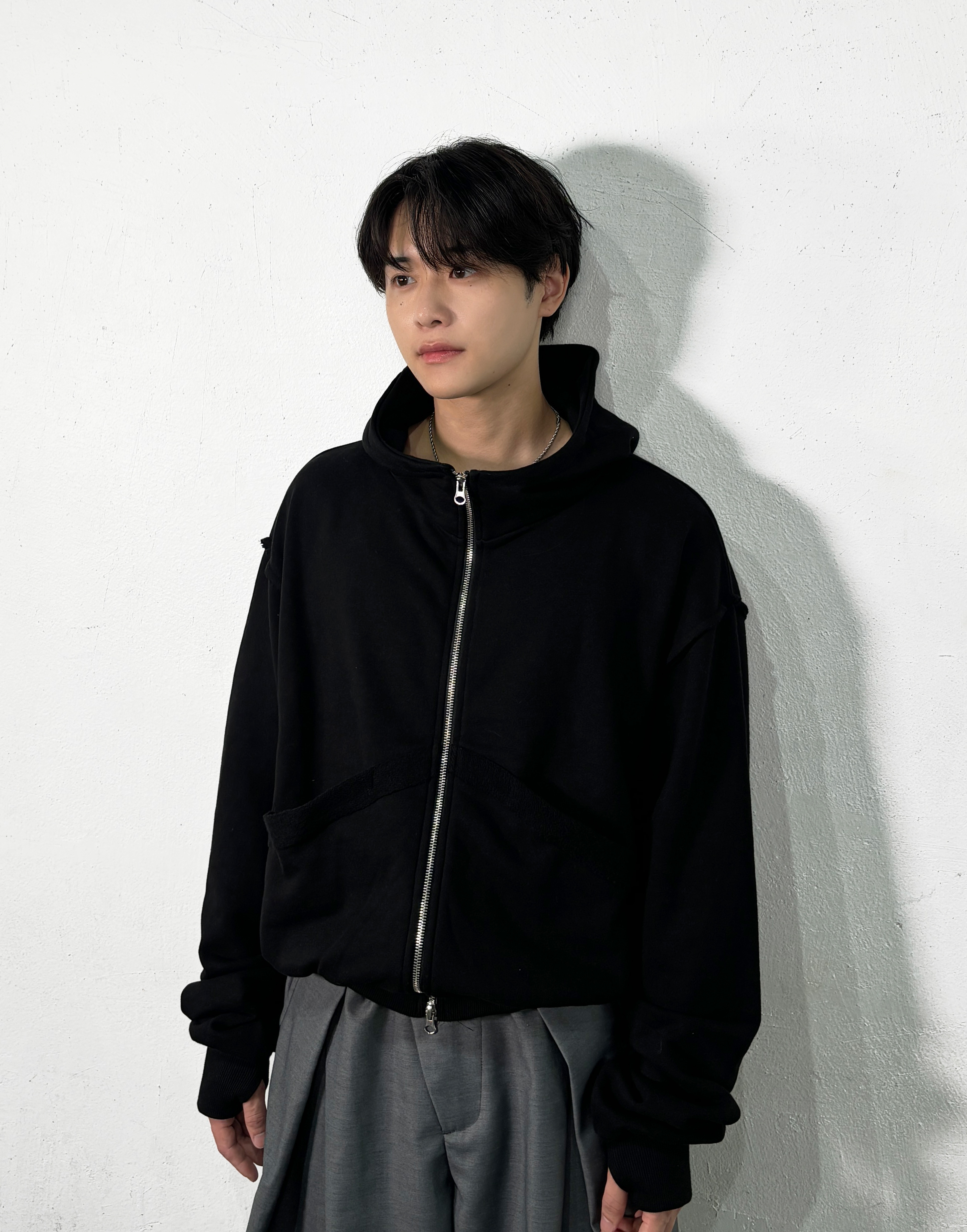 ORIGINAL) カットオフクロップド2wayジップパーカー | ファッション