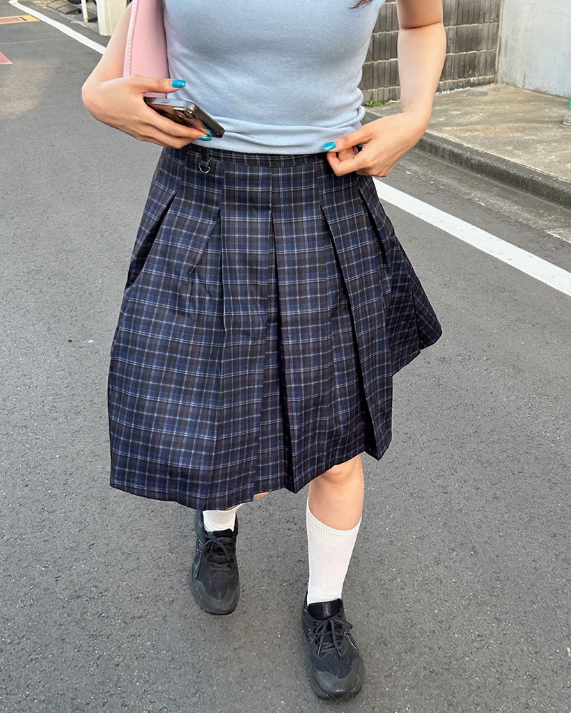 サイドプリーツチェックミディスカート | ファッション通販サイト NUGU