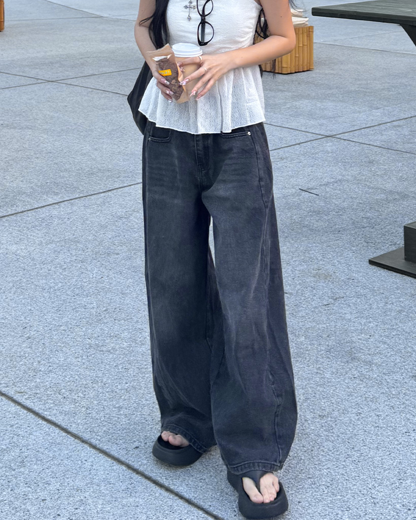 せ*い様 NoREMID ダークデニム ワイドパンツ NOREMID ブラックデニム