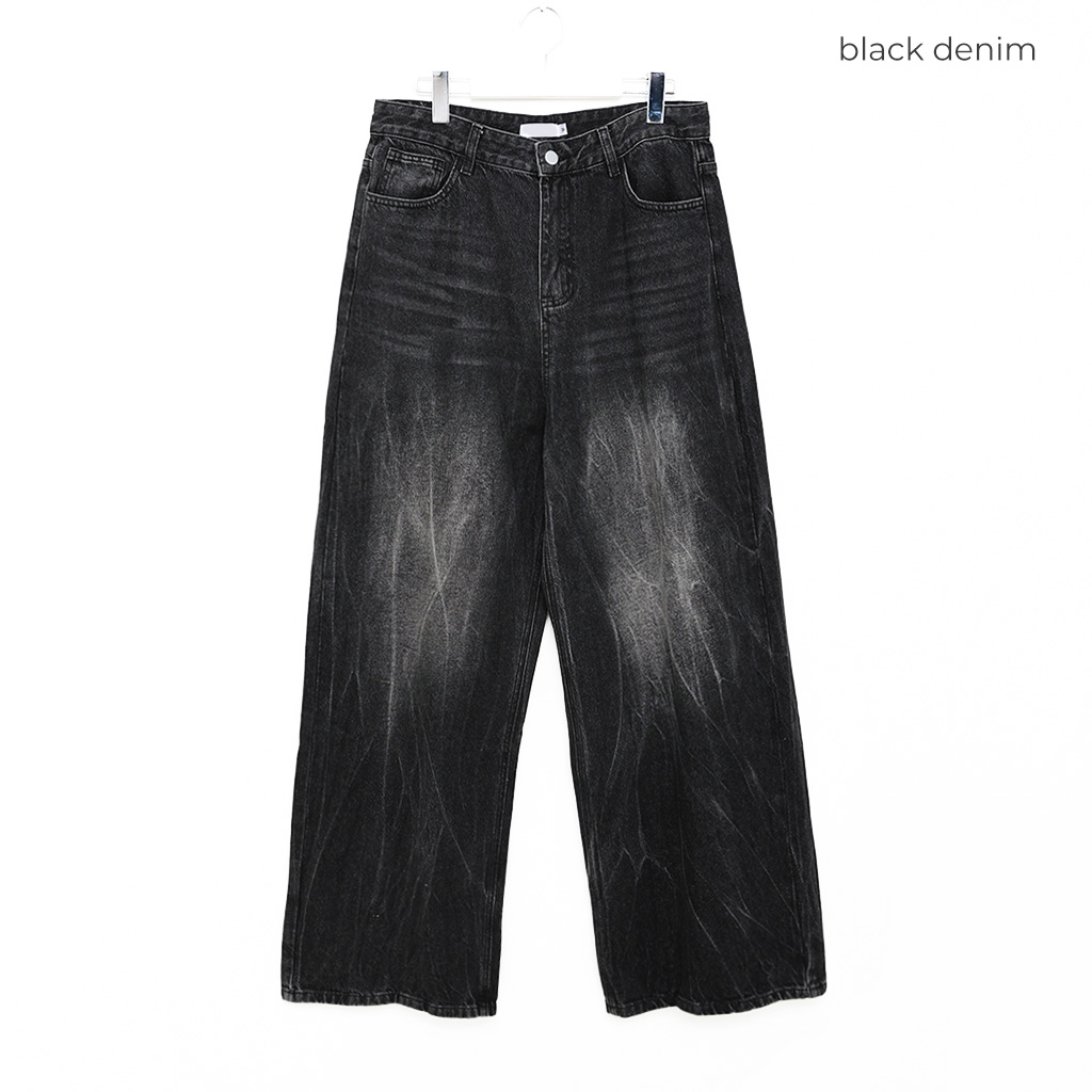 ウォッシュストレートブラックデニムパンツ | ファッション通販サイト NUGU