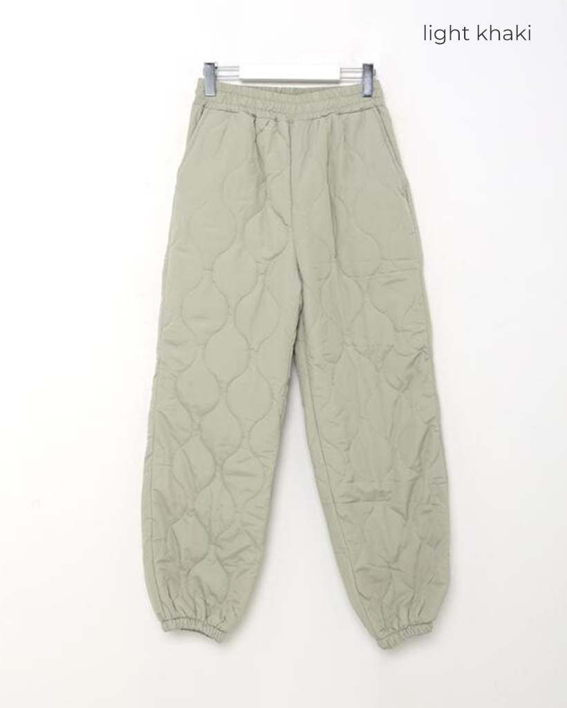 PGG キルティング メンズパンツ ベージュ ジョガーキルティングパンツ