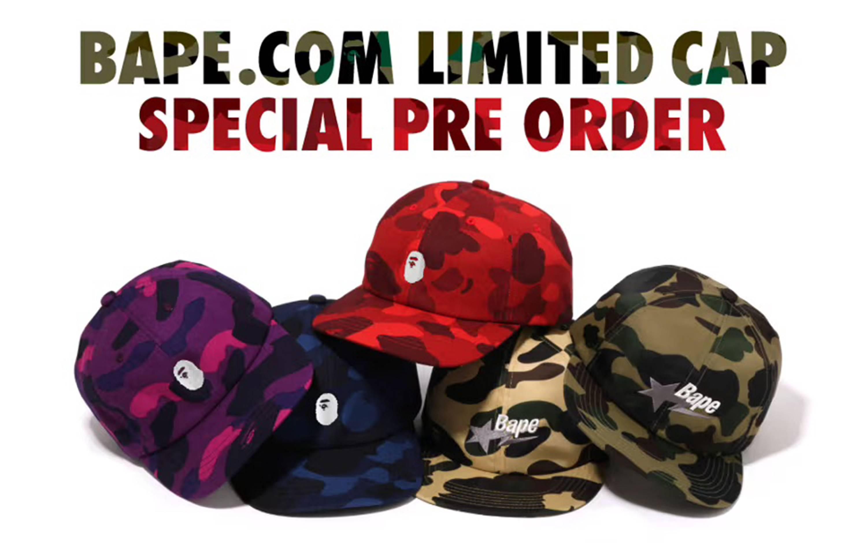 6/21〜受注受付｜A BATHING APE®︎ BAPE.COM Limited Cap｜抽選/販売