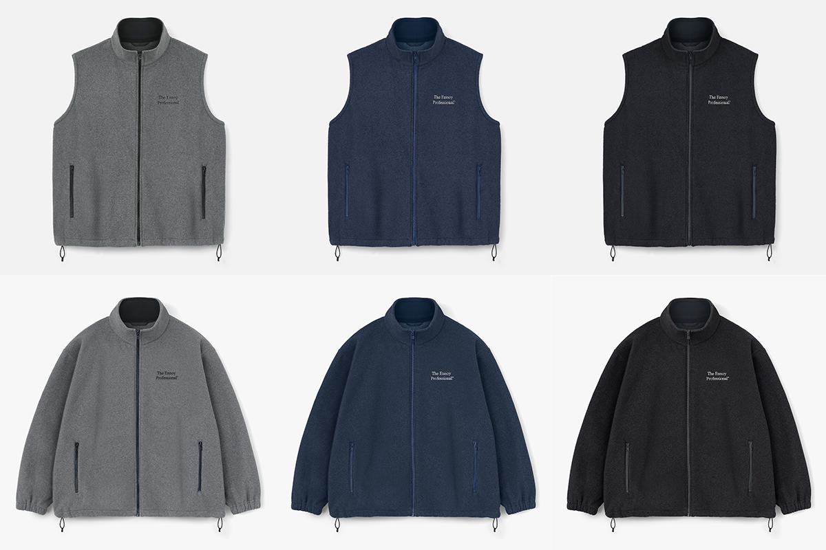 ENNOYの新作フリースベスト&ジャケットが各3カラーで抽選開始