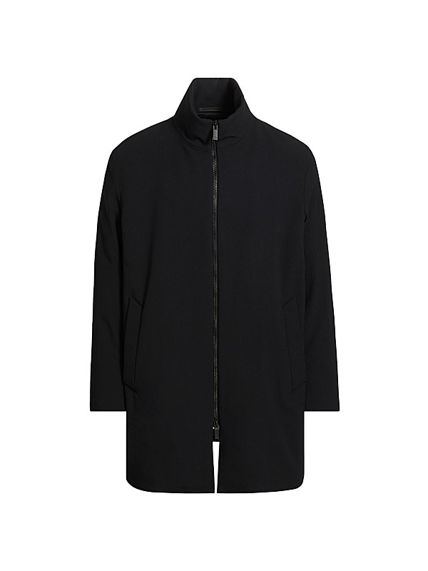 Giorgio Armani Long Wool Zip-Up Jacket | Saks Fifth Avenue