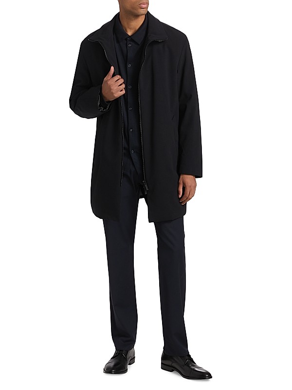 Giorgio Armani Long Wool Zip-Up Jacket | Saks Fifth Avenue