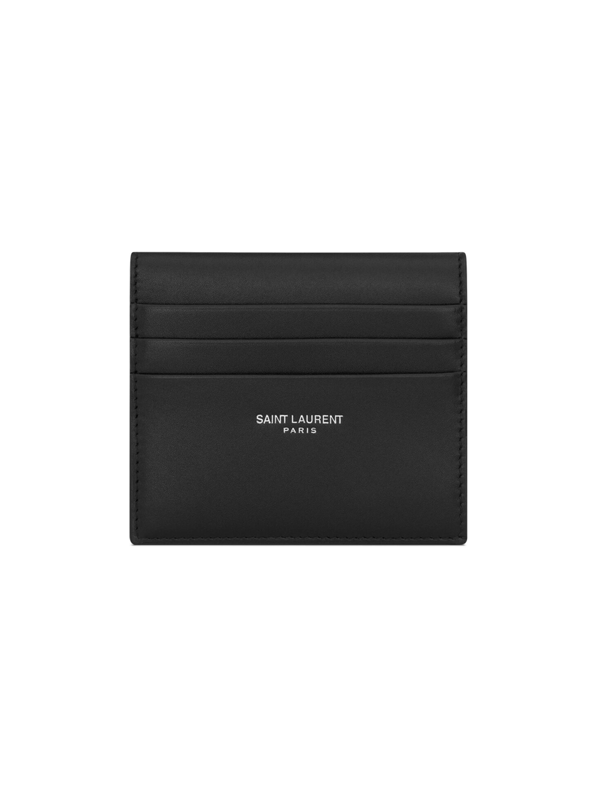 Saint Laurent Tiny Cassandre Card Case in Crocodile-Embossed Matte