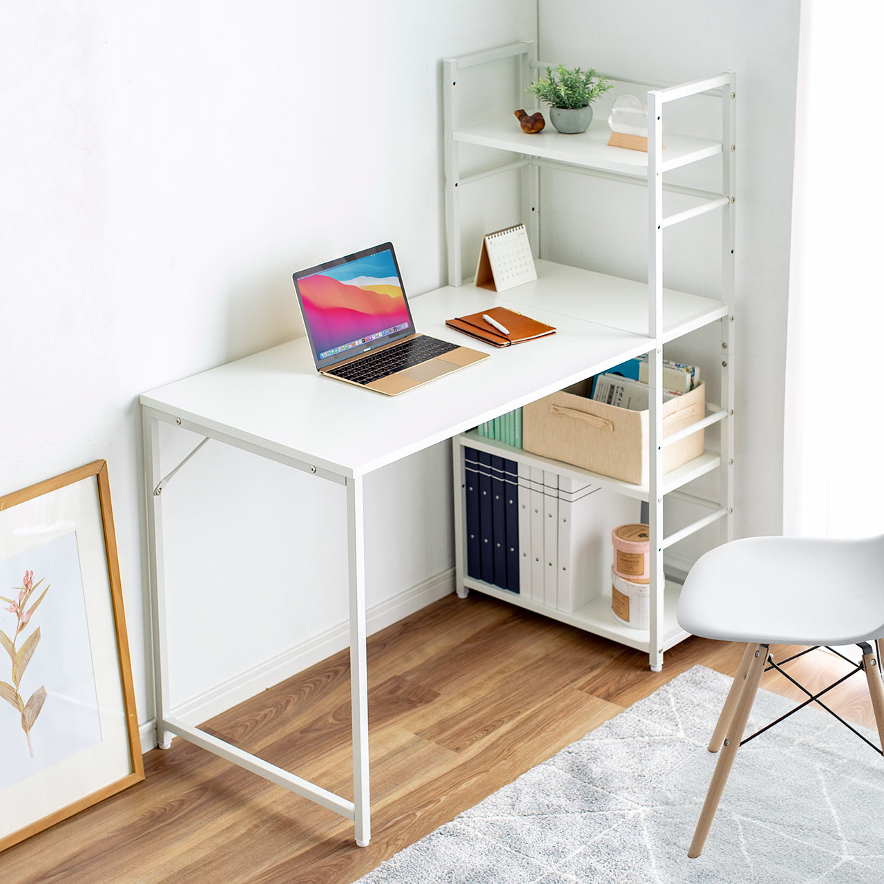 PayPay可 手稲リサイクル 棚付きデスク 収納付き机 白 ￥5,800