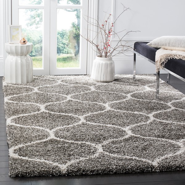Hudson Shag Collection | White & Grey Shag Rug - Safavieh