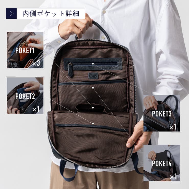 薄マチ ダブルジッパー シュリンクレザー スマート コンパクトビジネス