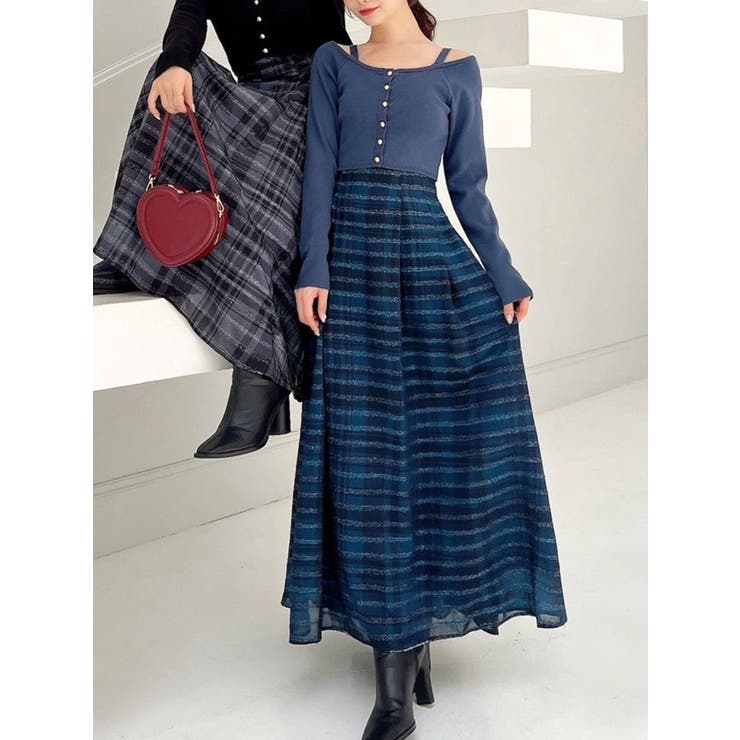 新品✨LAISSE PASSÉ チェックフレアーワンピース 36 レッセパッセ